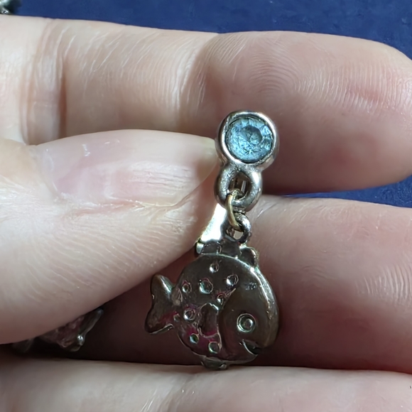 Quirky Fish Clip-On Earrings with Blue Gems 625 - Picture 4 of 5